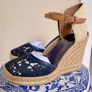 Tory Burch Wedge Espadrille | Navy | Size 7